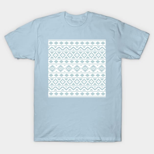 Aztec Essence Ptn Lt Blue on White T-Shirt by NataliePaskell